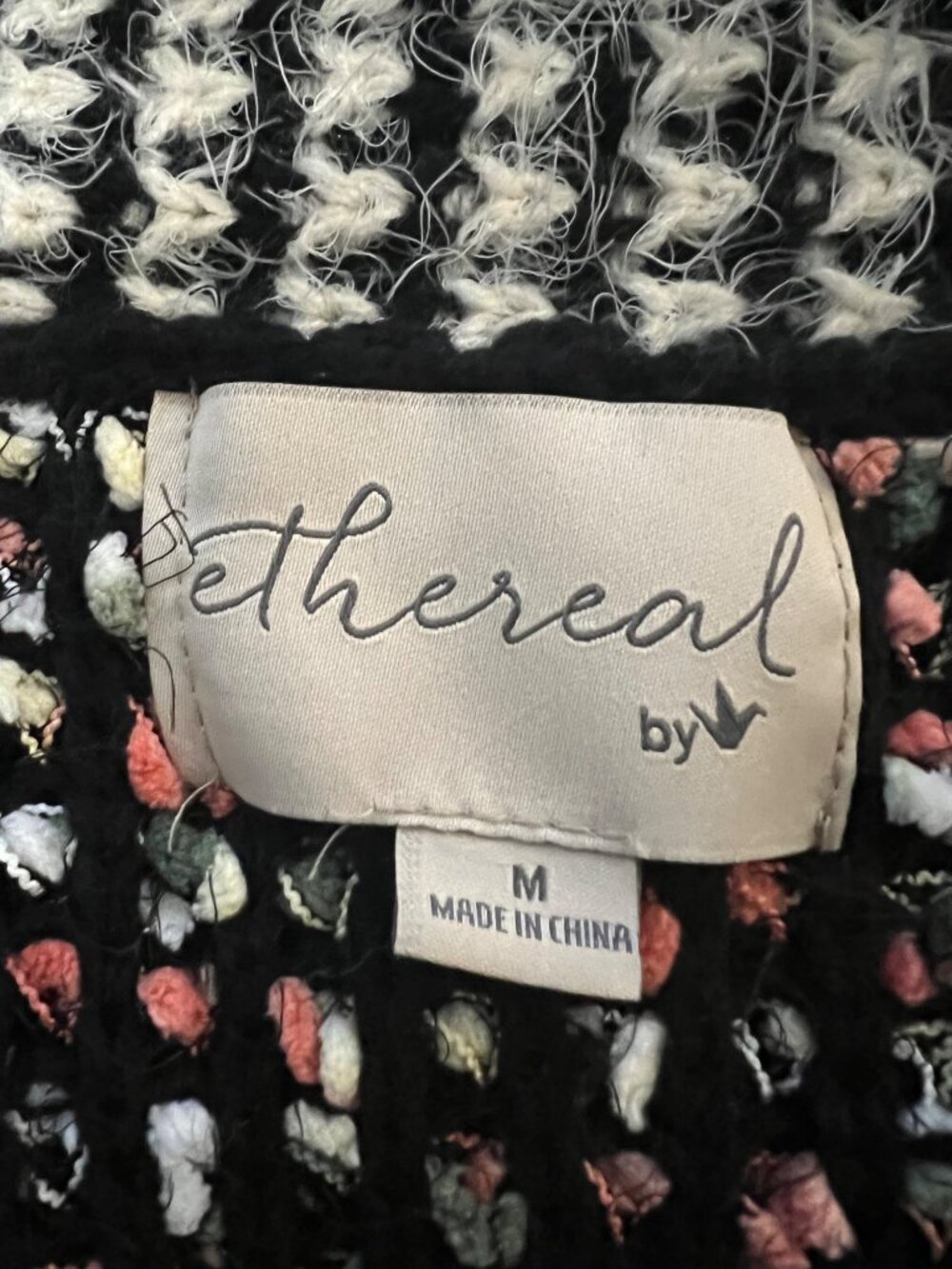 Ethereal By Paper Crane Black/Multi Color Open Soft Eyelash Speckle Cardigan M - Picture 6 of 7